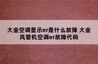 大金空调显示er是什么故障 大金风管机空调er故障代码